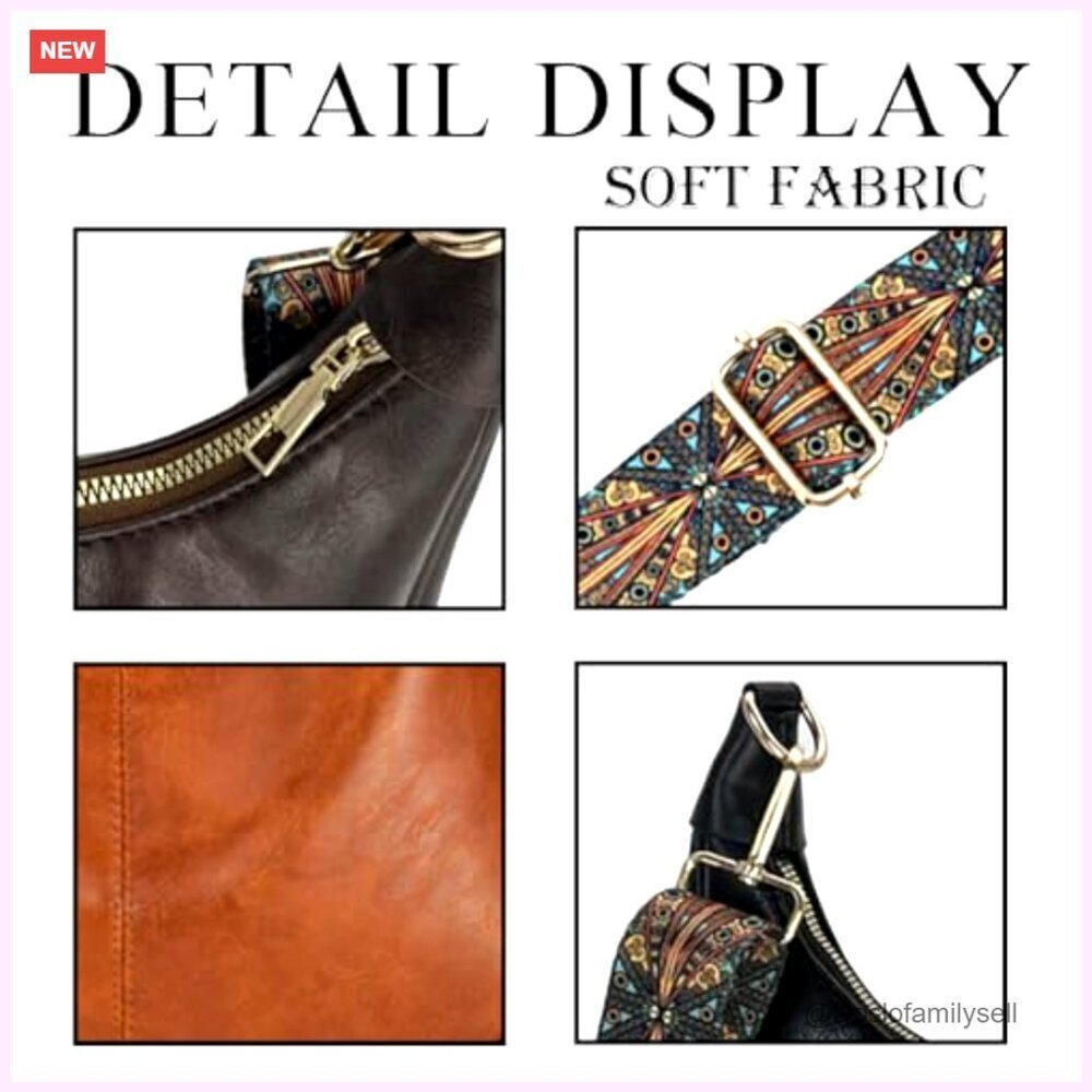 PU Leather Hobo Bag Crossbody Shoulder Purse Large Capacity - Picture 3 of 7